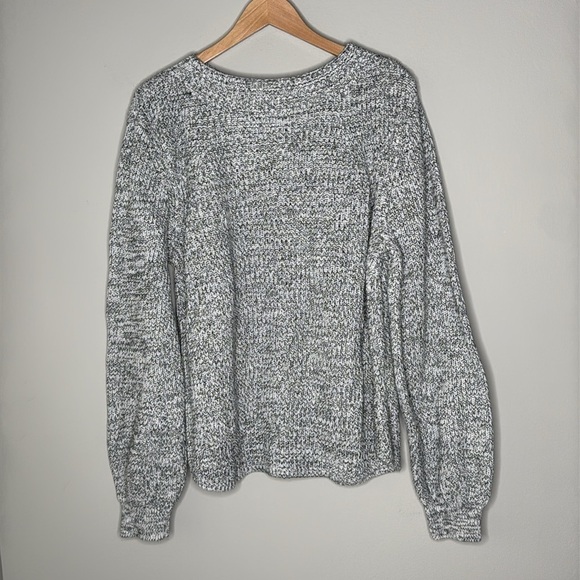 Gap Women's XL Tall Shaker-Stitch 100% Cotton Crewneck Sweater in Black & White - Picture 4 of 6